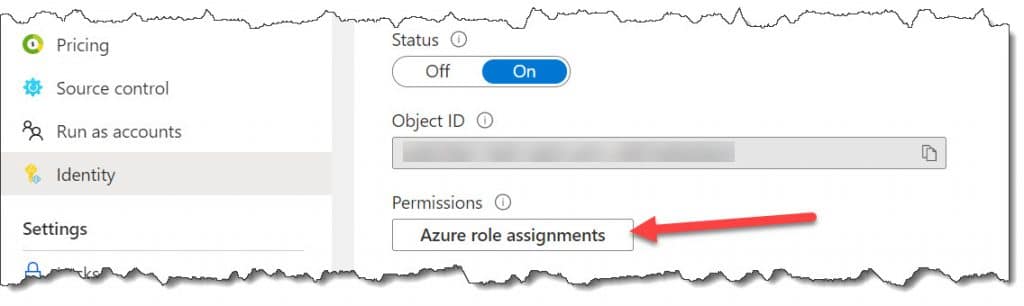 Azure managed identity configuration