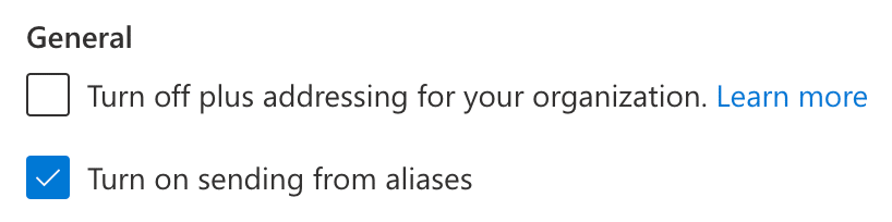 Plus addressing options in Exchange Admin Center mail flow settings