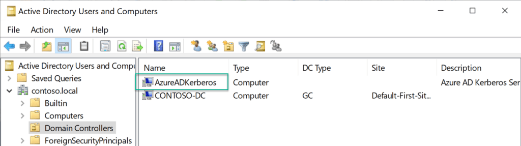 Entra Kerberos server object verification in Active Directory