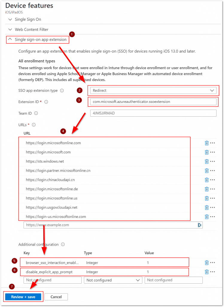 SSO app extension configuration in Intune