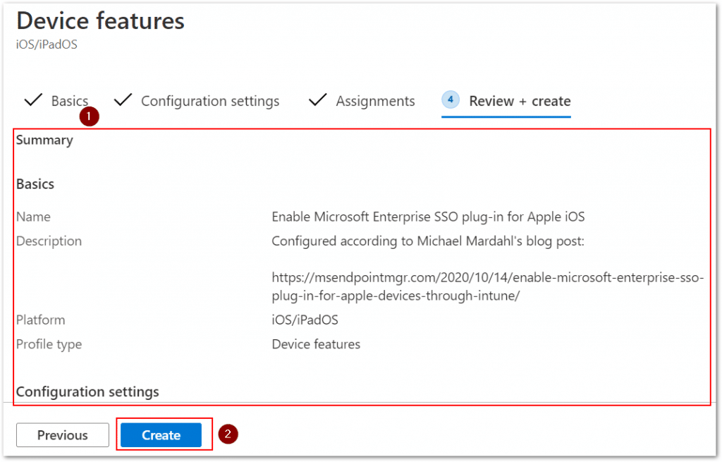 Review profile settings