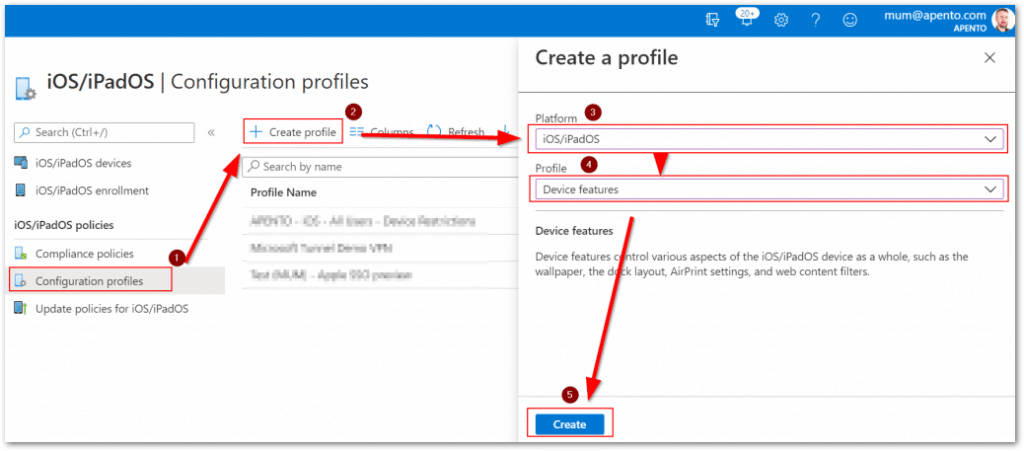 Creating a device features profile