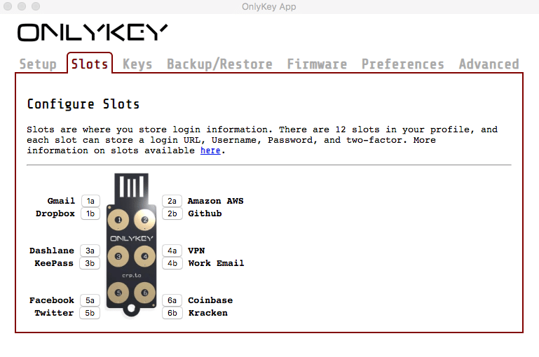 OnlyKey management GUI