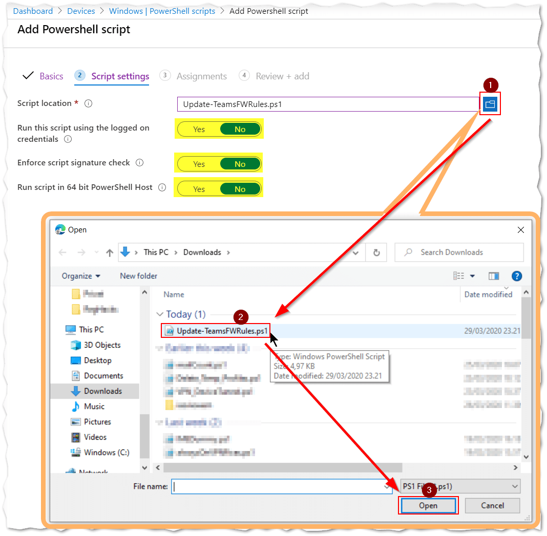 Script settings configuration