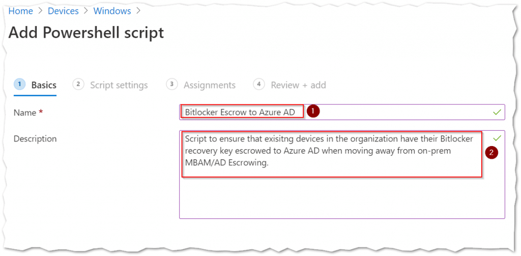 Describing the PowerShell script in Intune