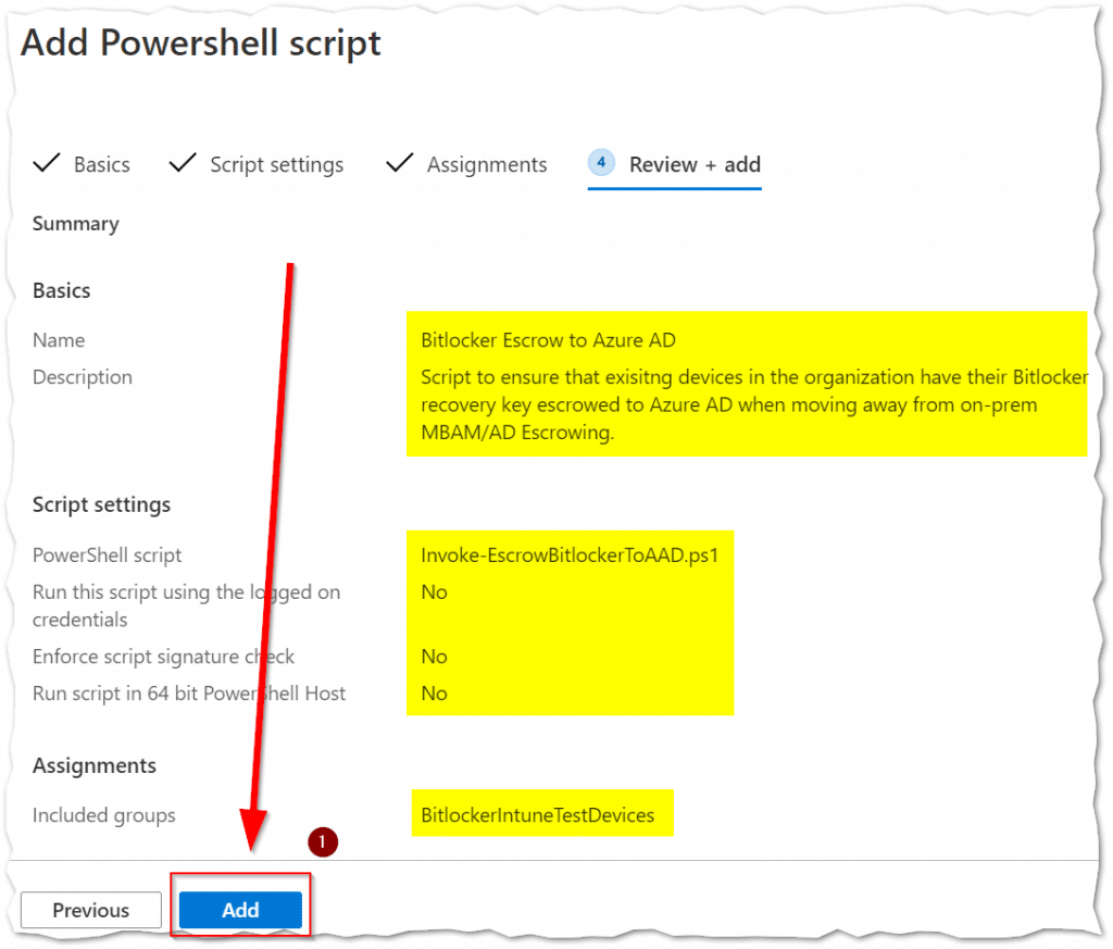 Review and add the PowerShell script deployment