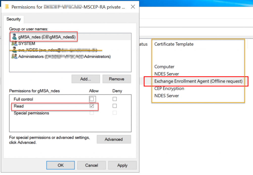 Exchange Enrolment Agent certificate Private Keys