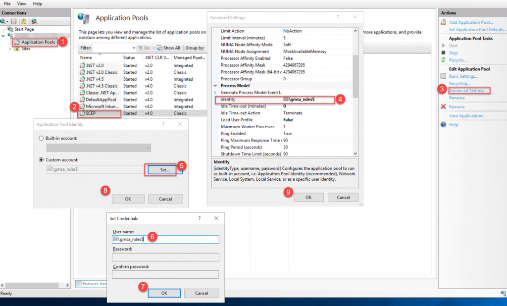 Adding gMSA to IIS Application Pool identity