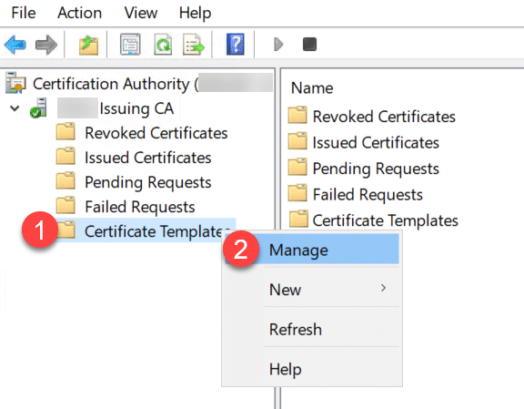Manage Certificate Templates on the CA